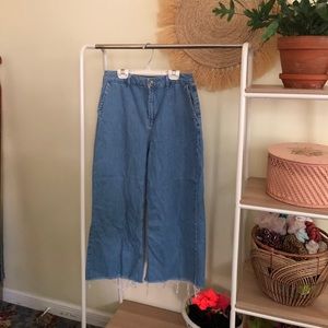 Cropped jean culottes